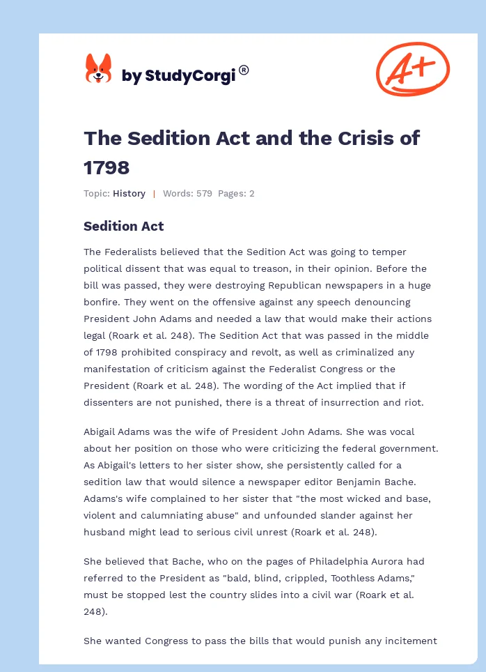 The Sedition Act and the Crisis of 1798. Page 1