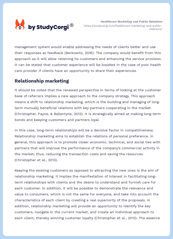 Healthcare Marketing and Public Relations. Page 2