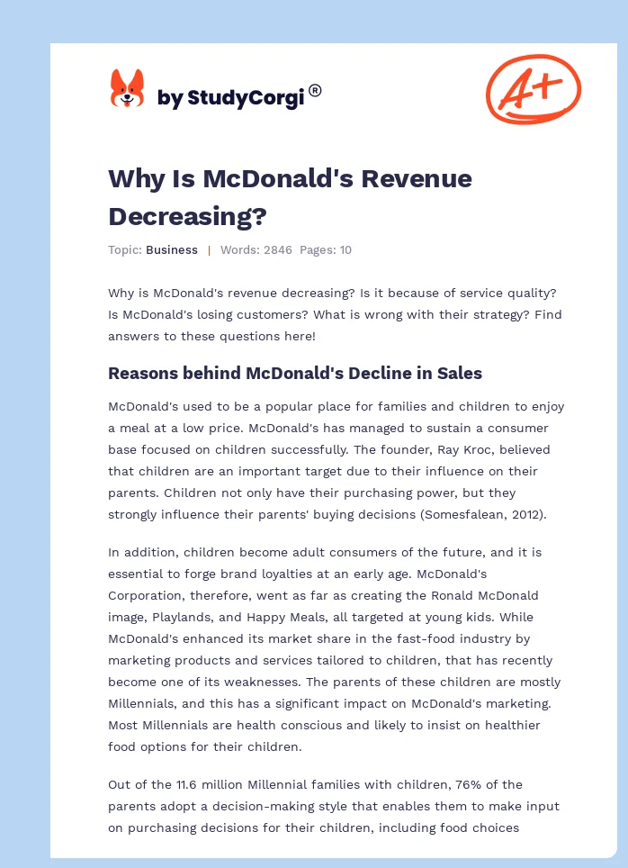 Why Is McDonald's Revenue Decreasing?. Page 1