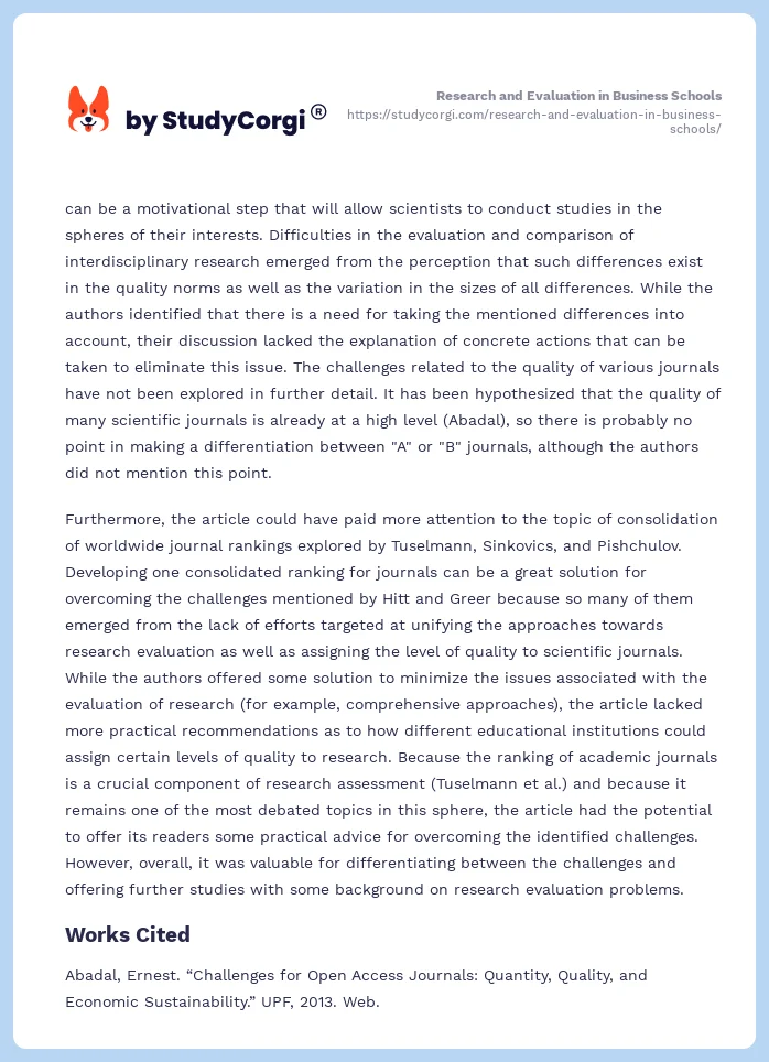 Research and Evaluation in Business Schools. Page 2