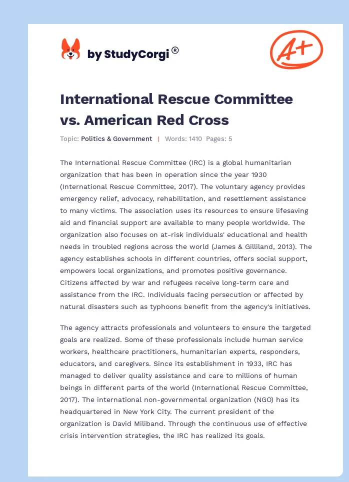 International Rescue Committee vs. American Red Cross. Page 1
