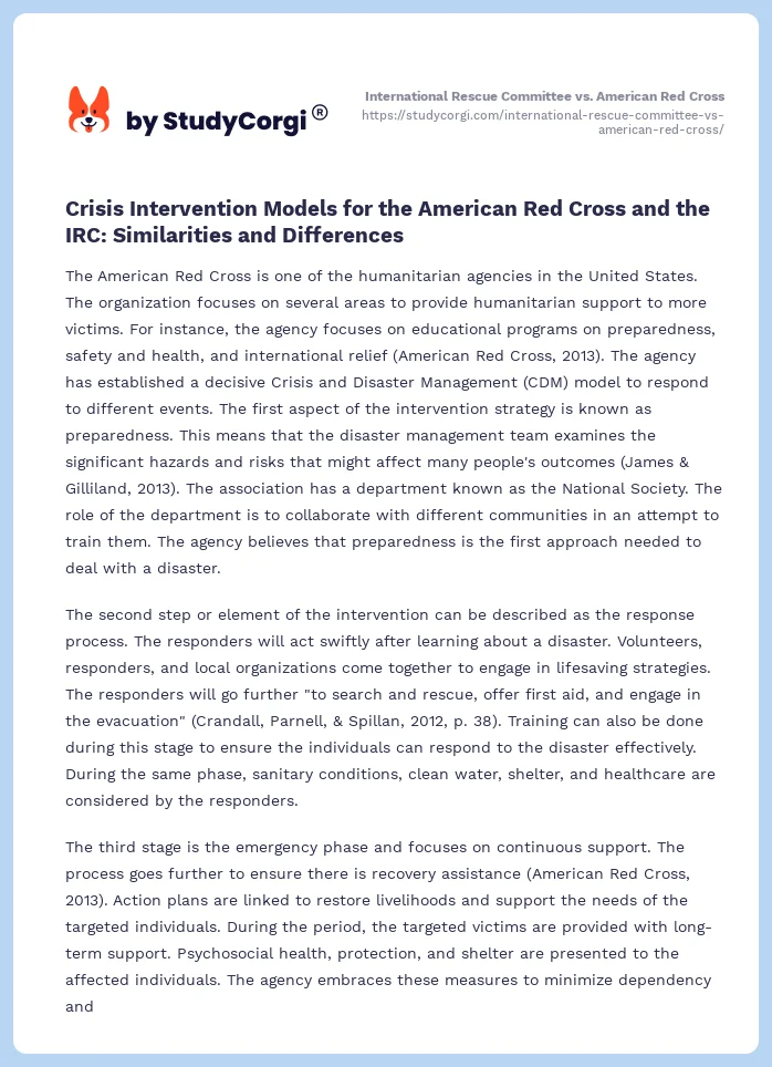 International Rescue Committee vs. American Red Cross. Page 2