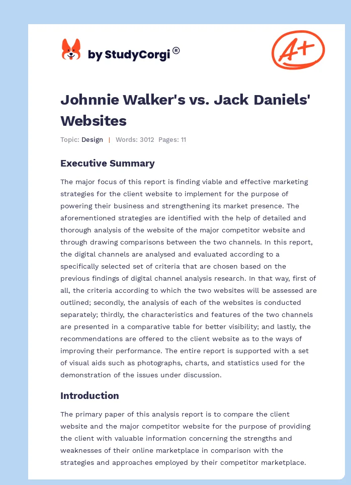 Johnnie Walker's vs. Jack Daniels' Websites. Page 1