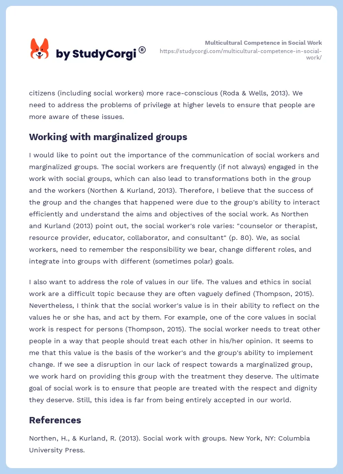 Multicultural Competence in Social Work. Page 2