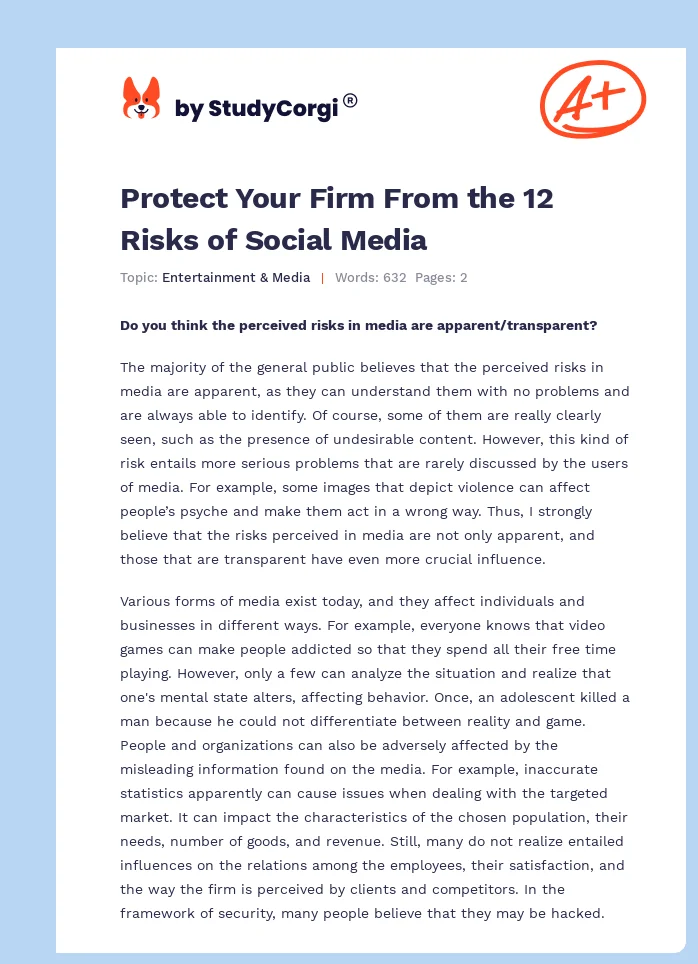Protect Your Firm From the 12 Risks of Social Media. Page 1