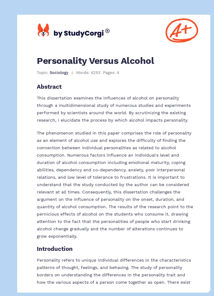 Personality Versus Alcohol. Page 1