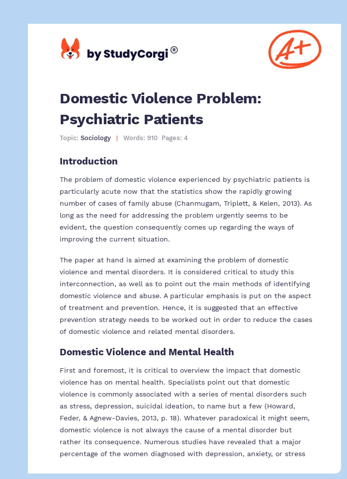 Domestic Violence Problem: Psychiatric Patients. Page 1