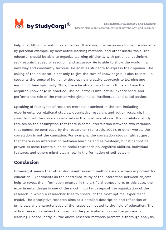 Educational Psychology and Learning. Page 2