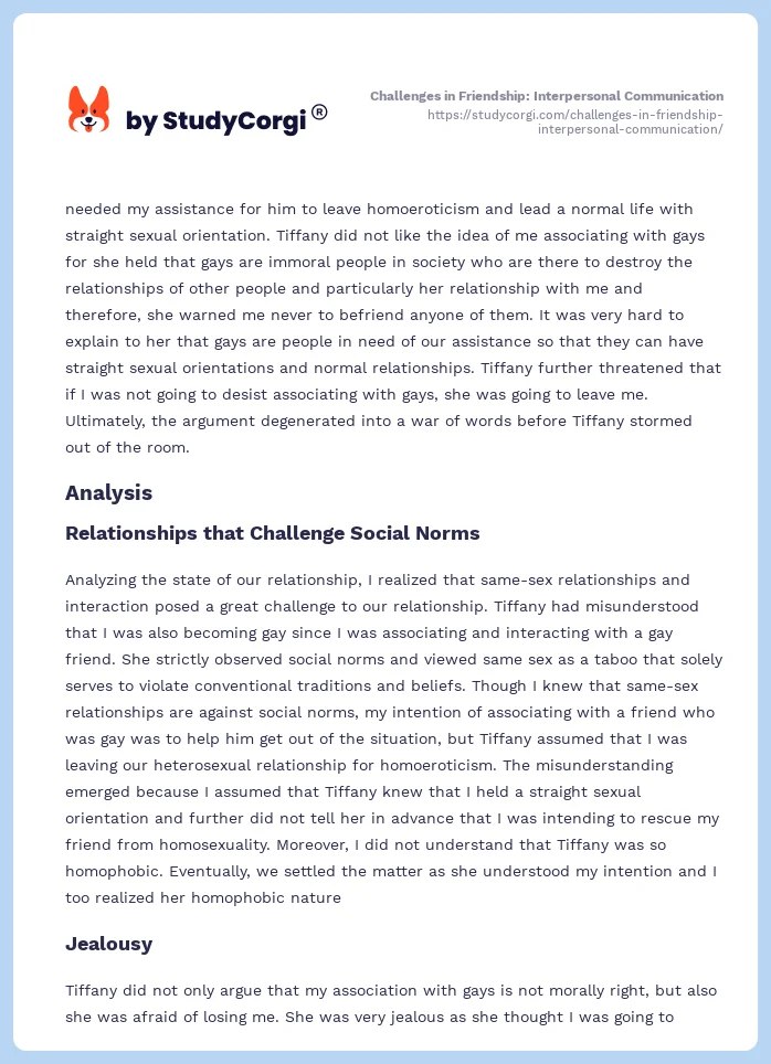 Challenges in Friendship: Interpersonal Communication. Page 2