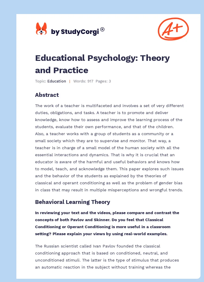 Educational Psychology: Theory and Practice. Page 1