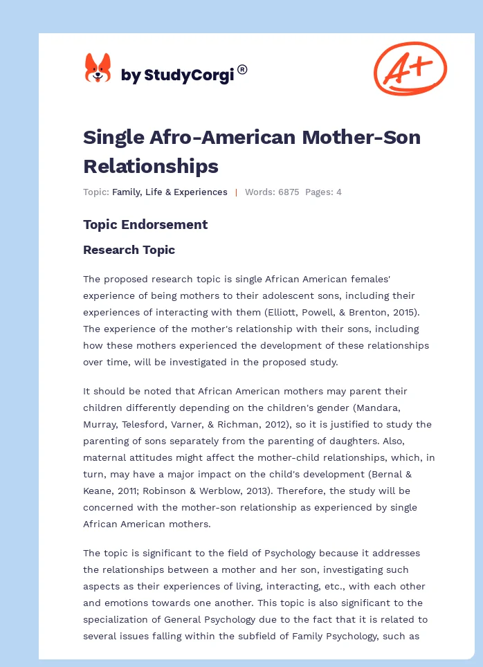Single Afro-American Mother-Son Relationships. Page 1
