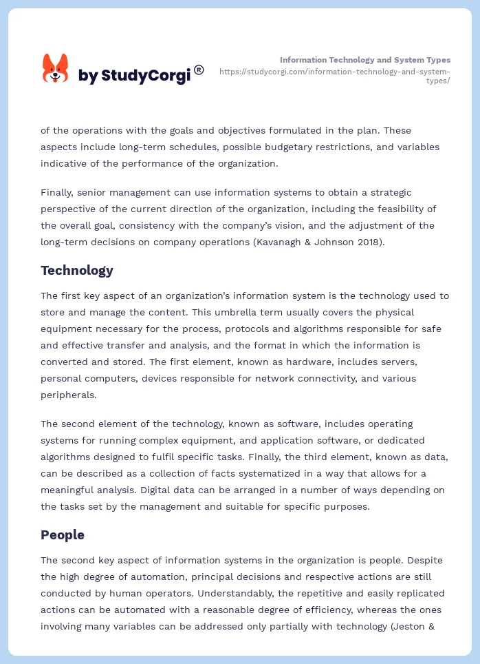 Information Technology and System Types. Page 2