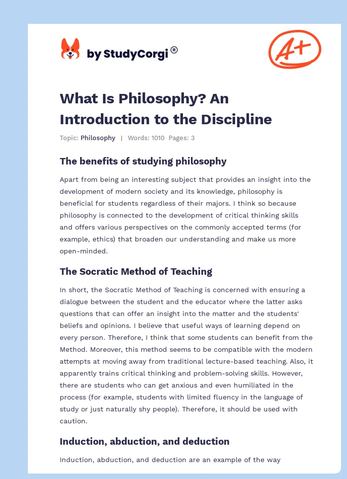 What Is Philosophy? An Introduction to the Discipline. Page 1