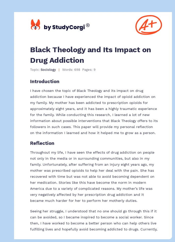 Black Theology and Its Impact on Drug Addiction. Page 1