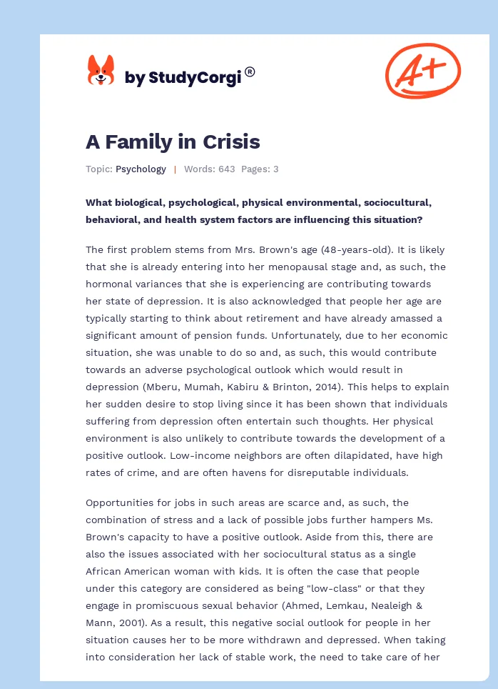 A Family in Crisis. Page 1