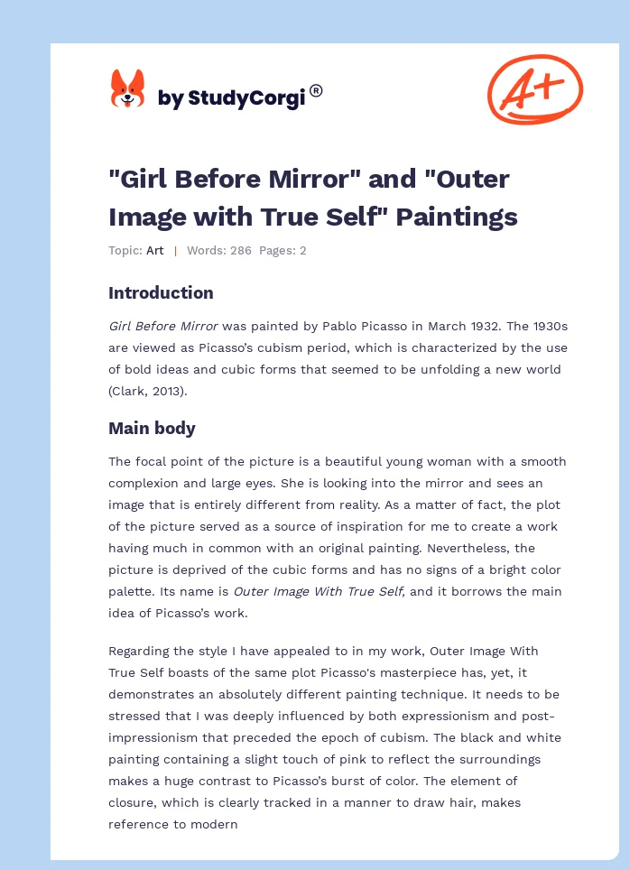 "Girl Before Mirror" and "Outer Image with True Self" Paintings. Page 1
