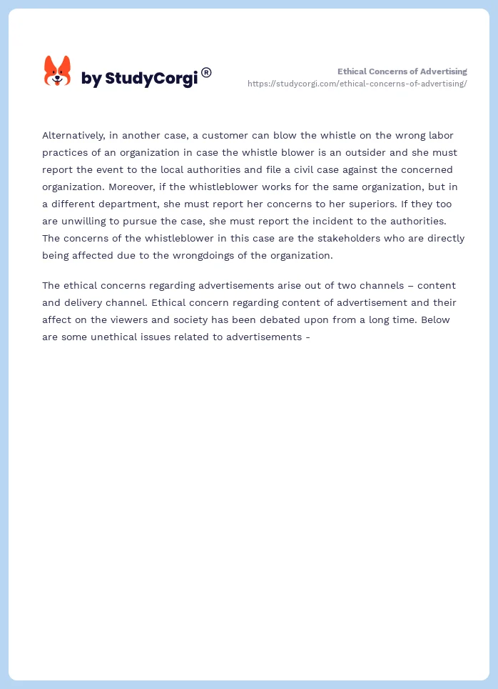 Ethical Concerns of Advertising. Page 2