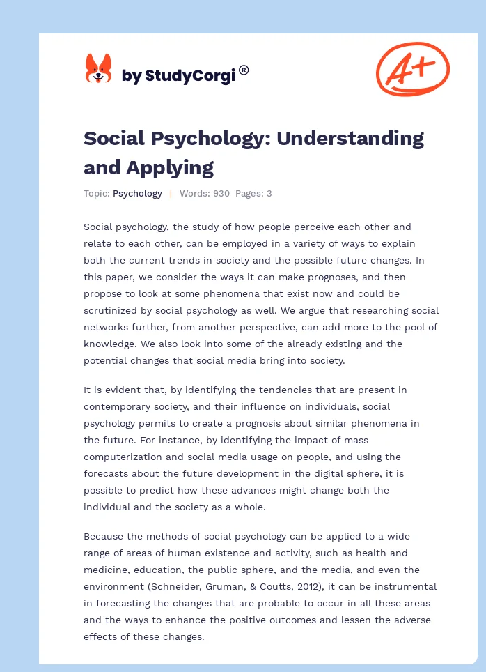 Social Psychology: Understanding and Applying. Page 1