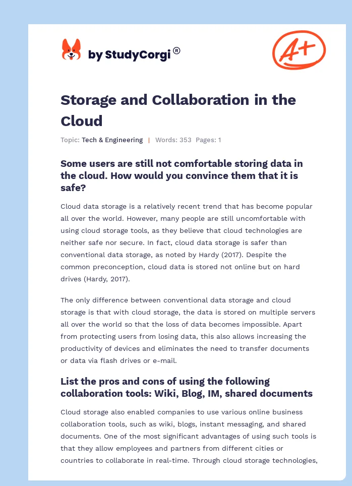Storage and Collaboration in the Cloud. Page 1