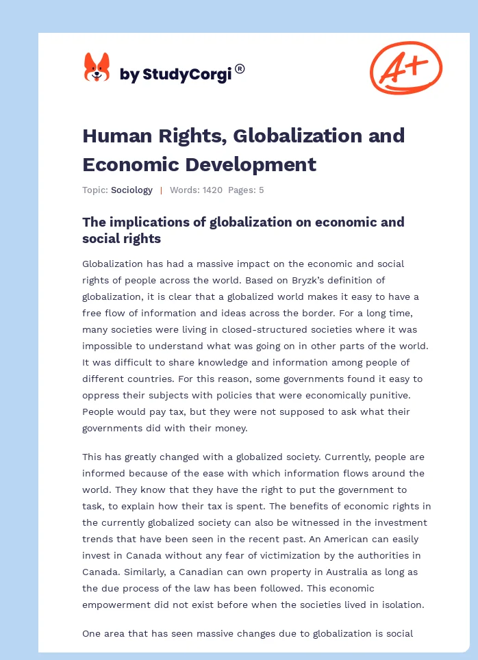 Human Rights, Globalization and Economic Development. Page 1