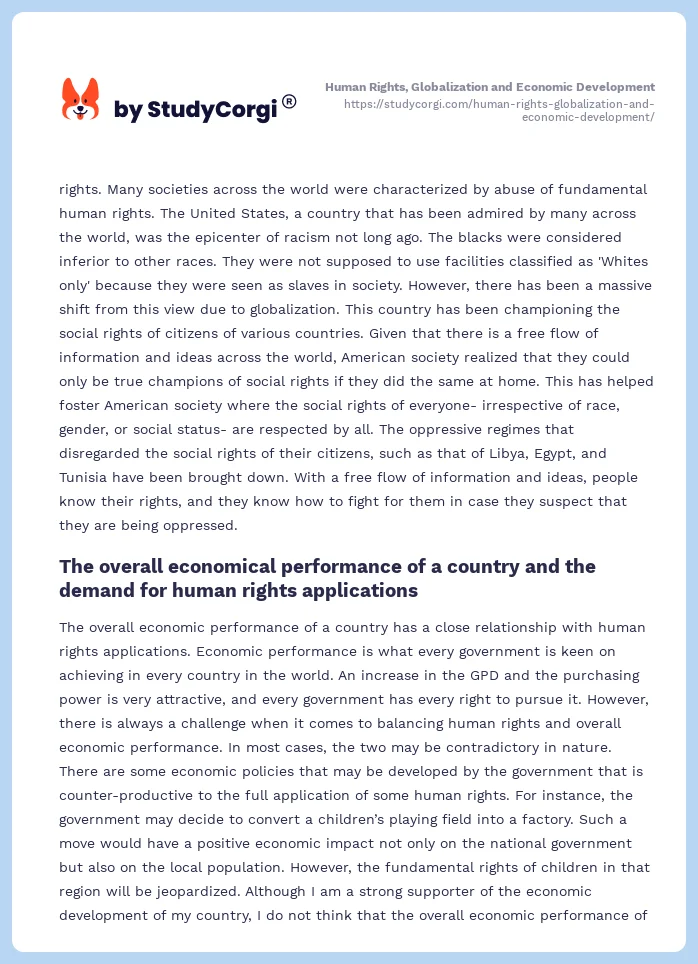 Human Rights, Globalization and Economic Development. Page 2
