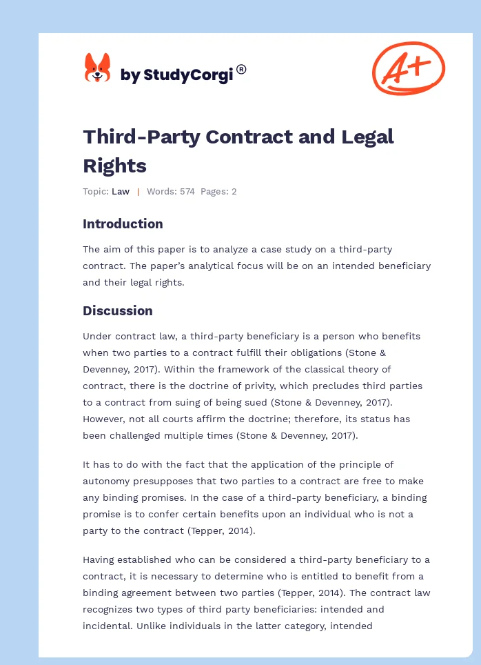 Third-Party Contract and Legal Rights. Page 1