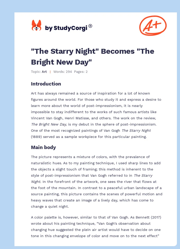 "The Starry Night" Becomes "The Bright New Day". Page 1