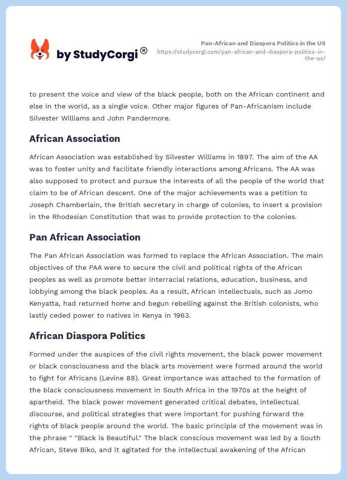 Pan-African and Diaspora Politics in the US. Page 2