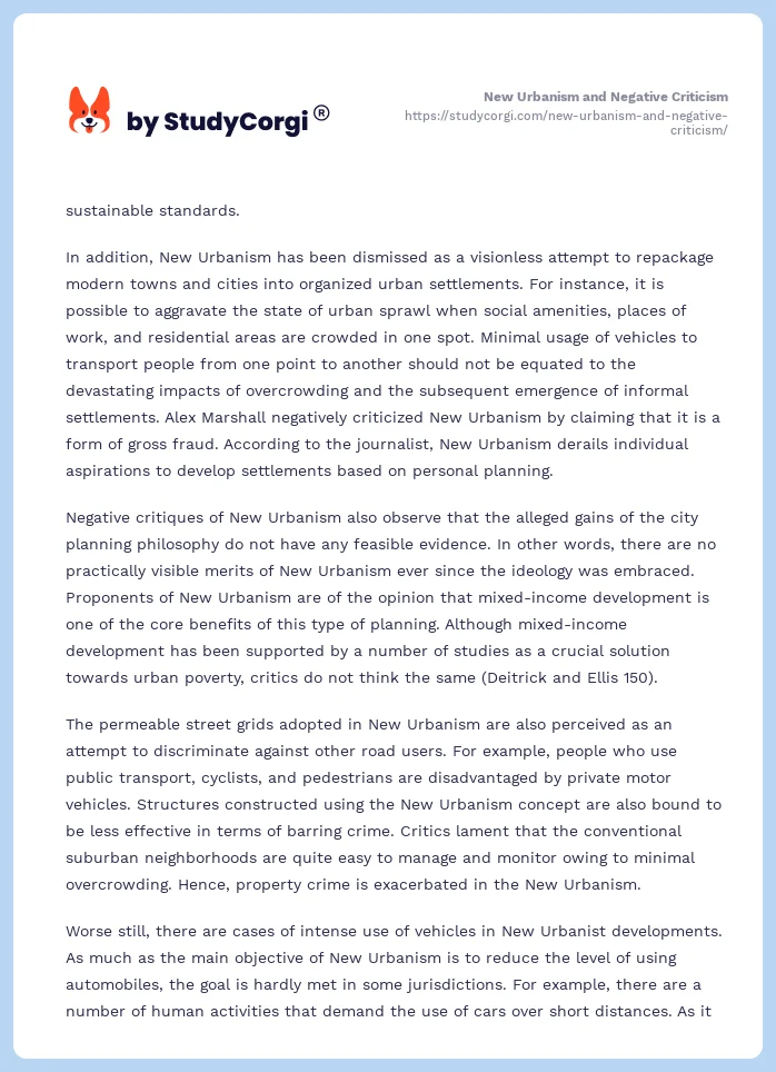 New Urbanism and Negative Criticism. Page 2