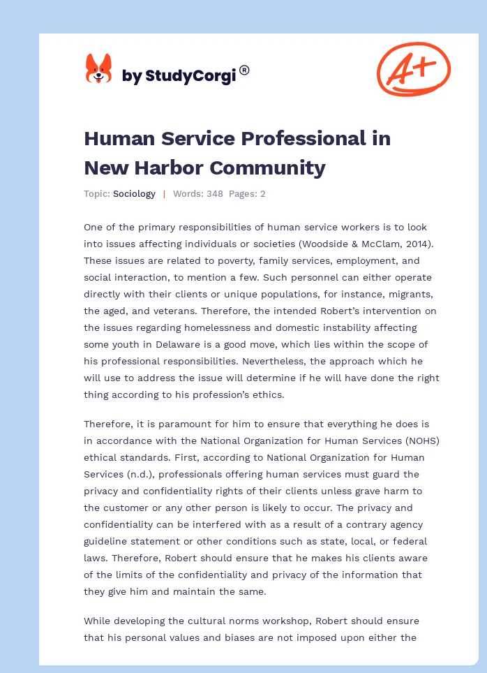 Human Service Professional in New Harbor Community. Page 1