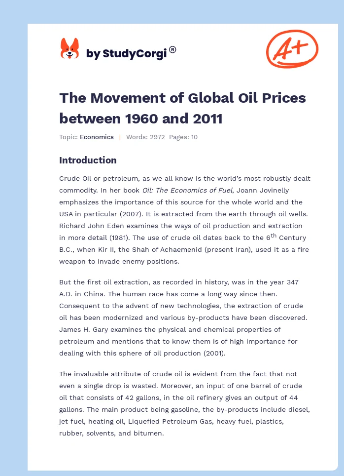 The Movement of Global Oil Prices between 1960 and 2011. Page 1