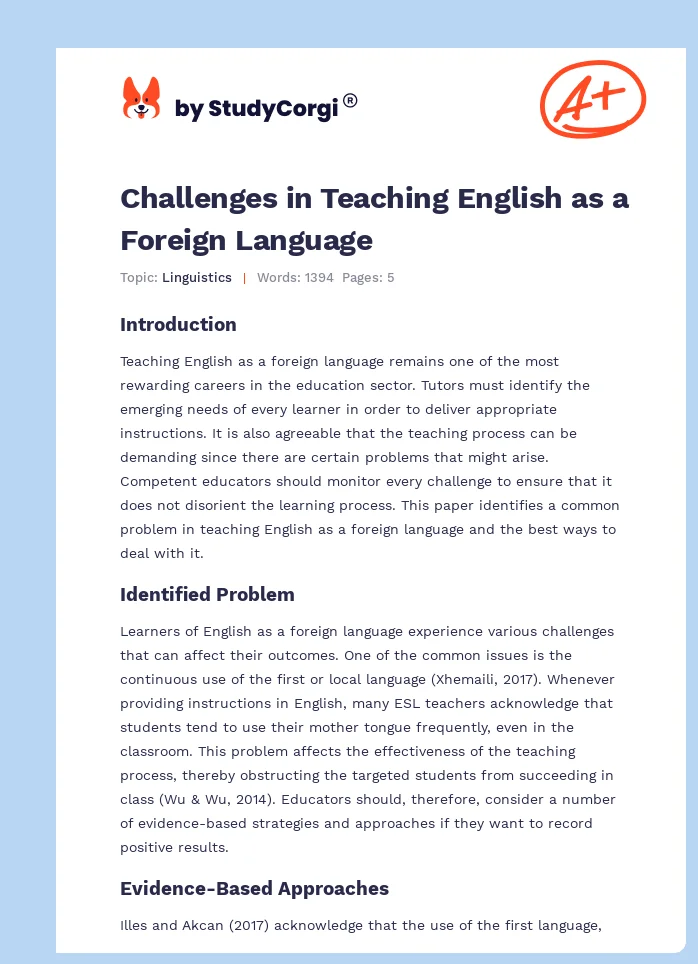 Challenges in Teaching English as a Foreign Language. Page 1