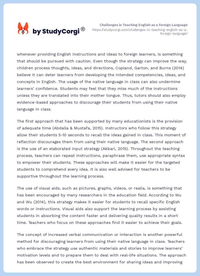 Challenges in Teaching English as a Foreign Language. Page 2