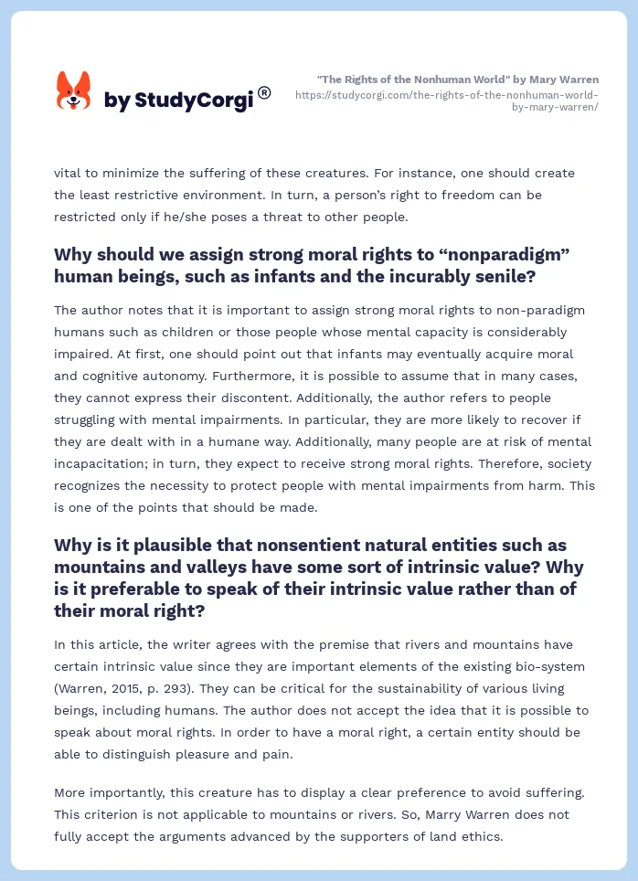 "The Rights of the Nonhuman World" by Mary Warren. Page 2