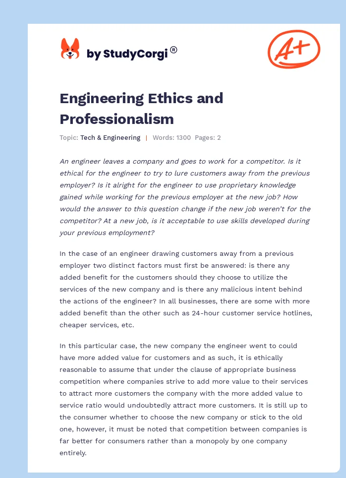 Engineering Ethics and Professionalism. Page 1
