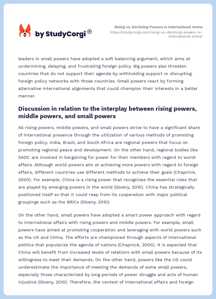 Rising vs. Declining Powers in International Arena. Page 2