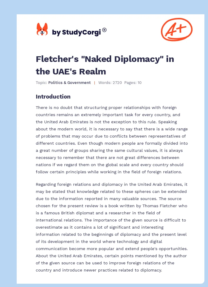 Fletcher's "Naked Diplomacy" in the UAE's Realm. Page 1