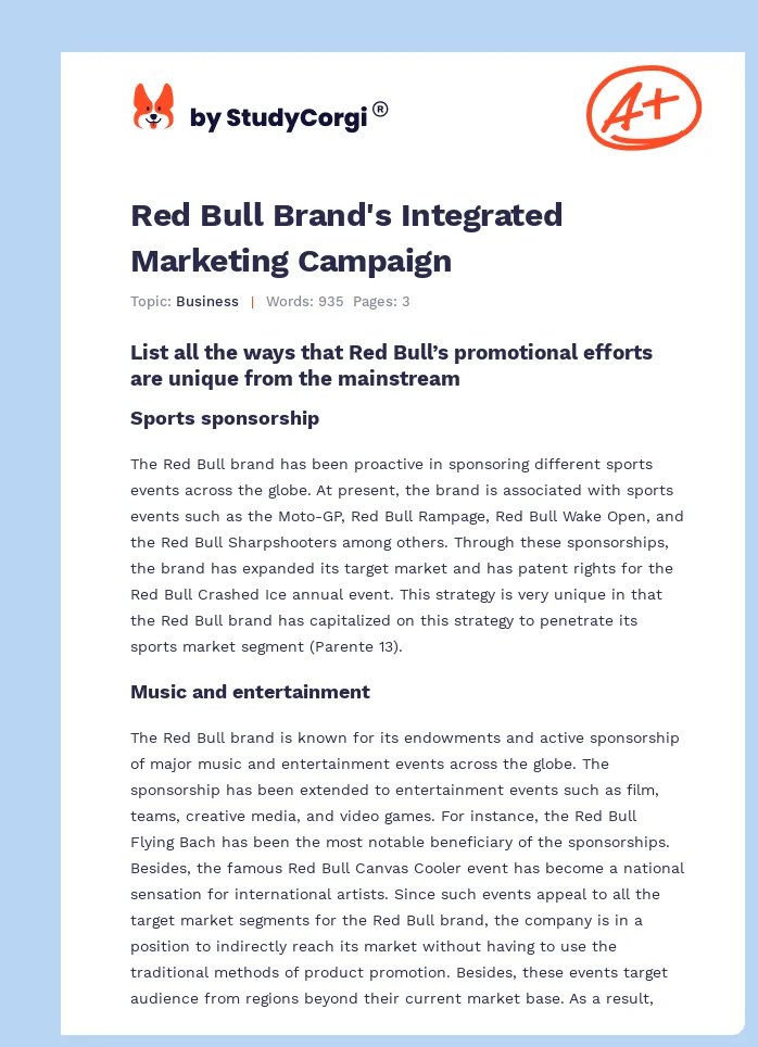 Red Bull Brand's Integrated Marketing Campaign. Page 1