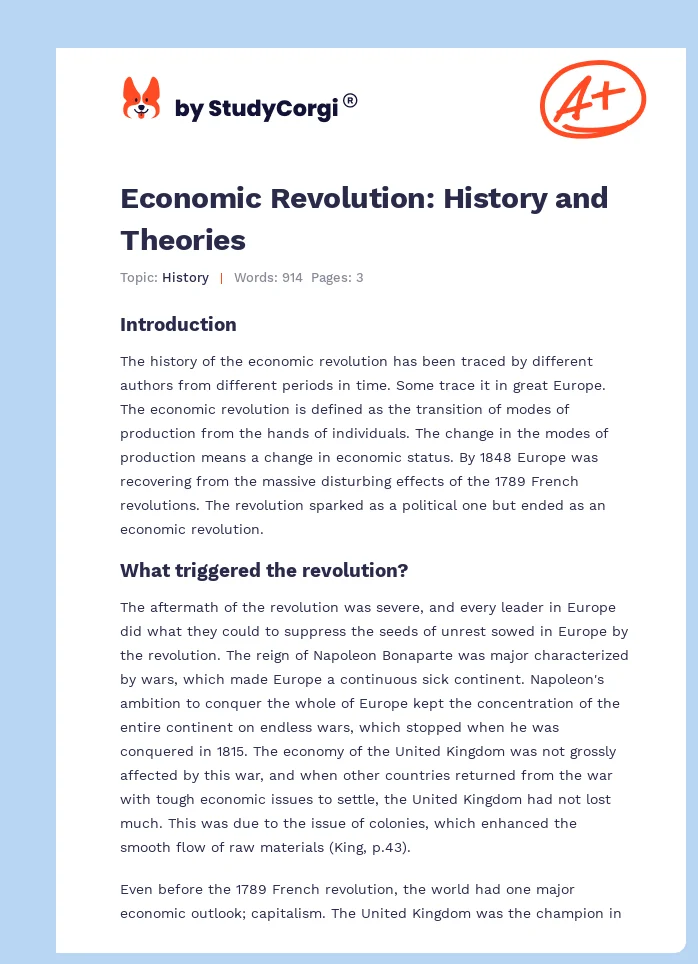 Economic Revolution: History and Theories. Page 1