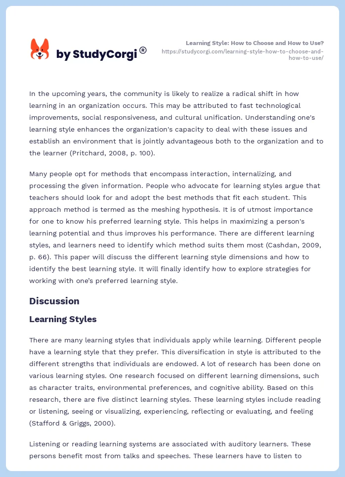Learning Style: How to Choose and How to Use?. Page 2