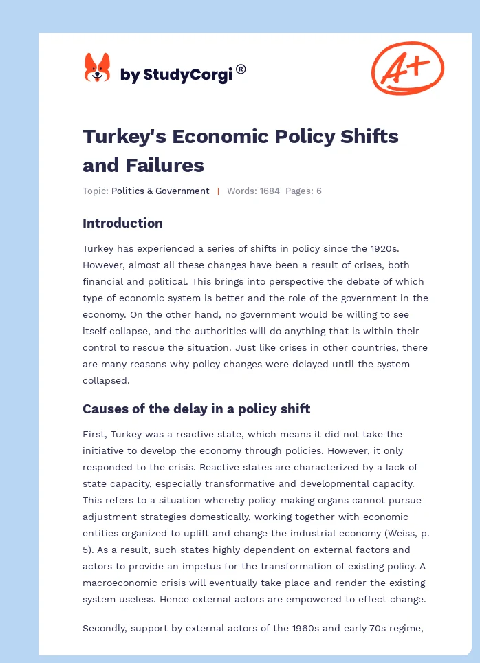 Turkey's Economic Policy Shifts and Failures. Page 1
