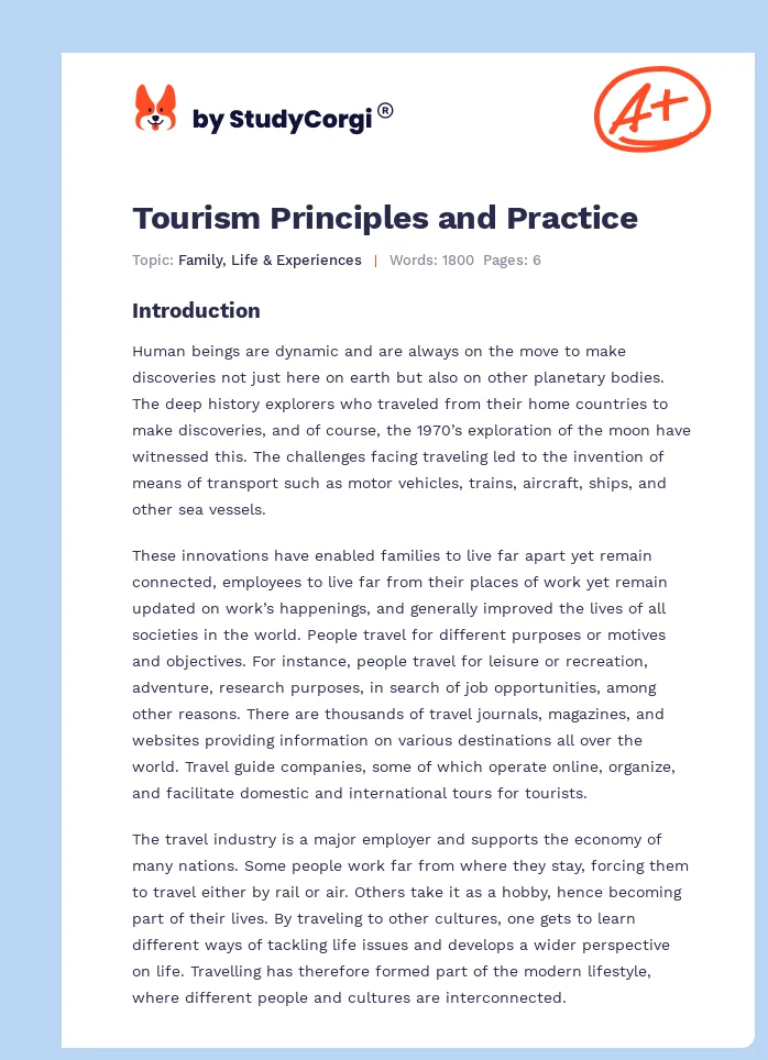 Tourism Principles and Practice. Page 1