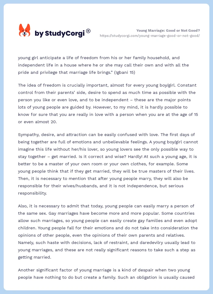 Young Marriage: Good or Not Good?. Page 2