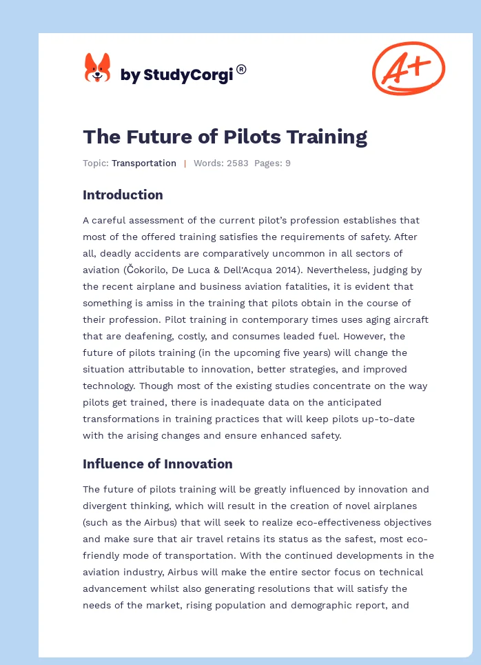 The Future of Pilots Training. Page 1
