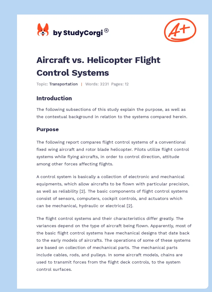 Aircraft vs. Helicopter Flight Control Systems. Page 1