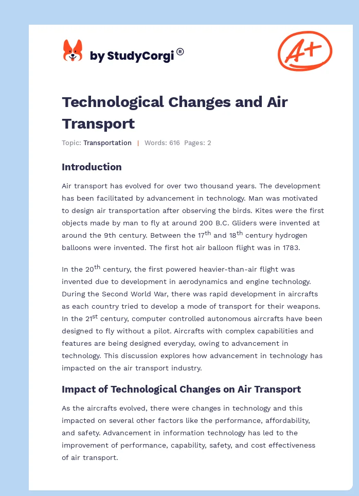 Technological Changes and Air Transport. Page 1