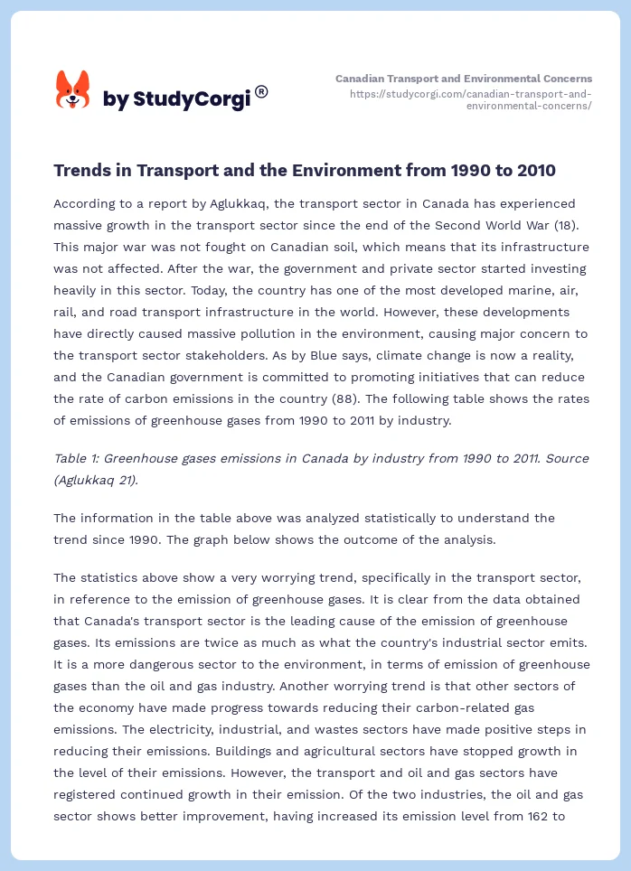 Canadian Transport and Environmental Concerns. Page 2