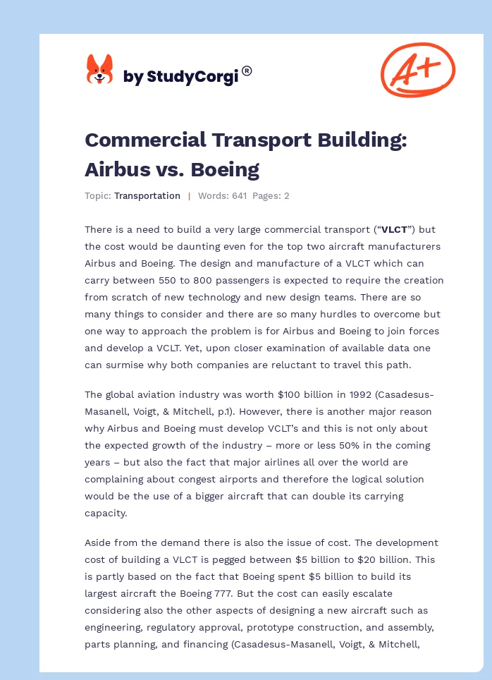 Commercial Transport Building: Airbus vs. Boeing. Page 1