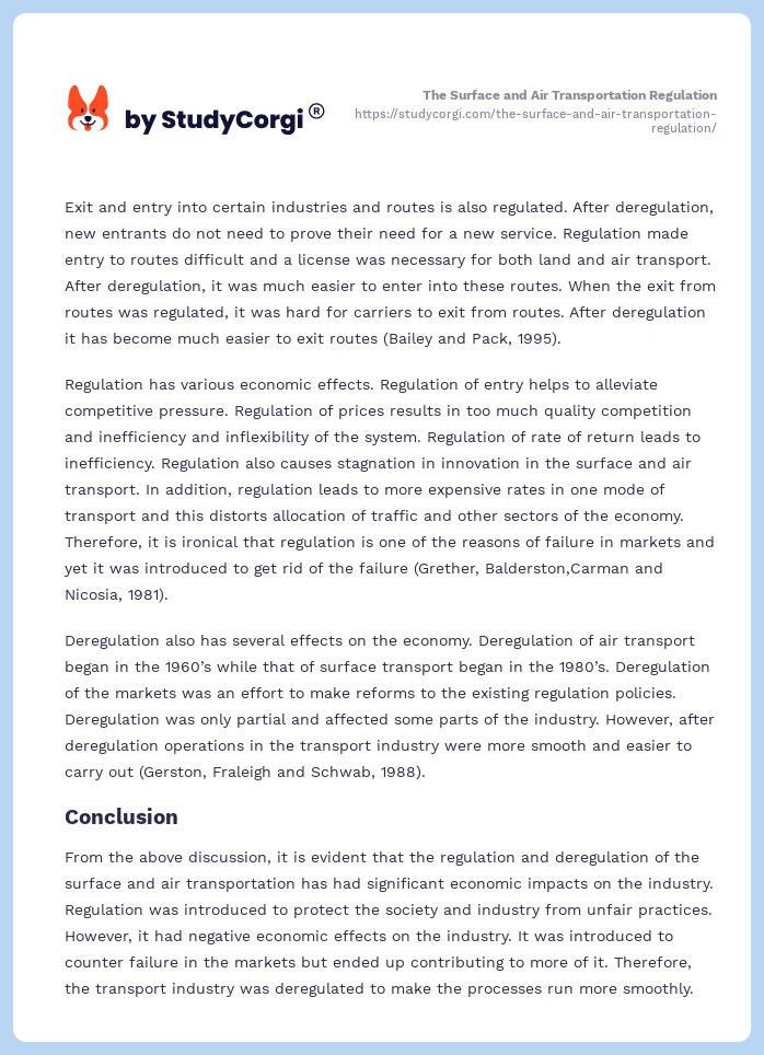 The Surface and Air Transportation Regulation. Page 2