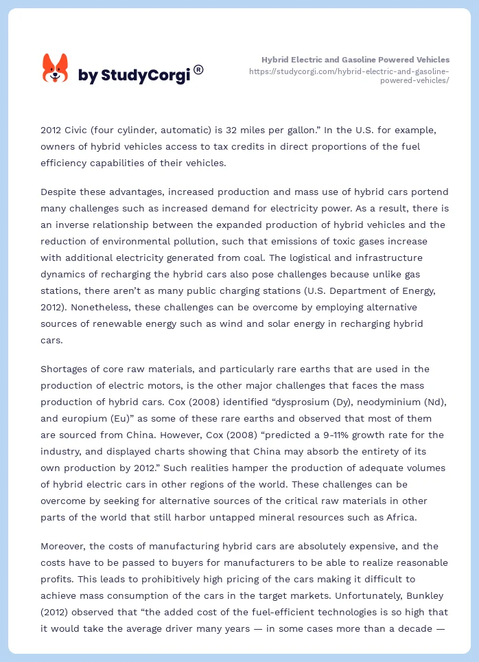 Hybrid Electric and Gasoline Powered Vehicles. Page 2